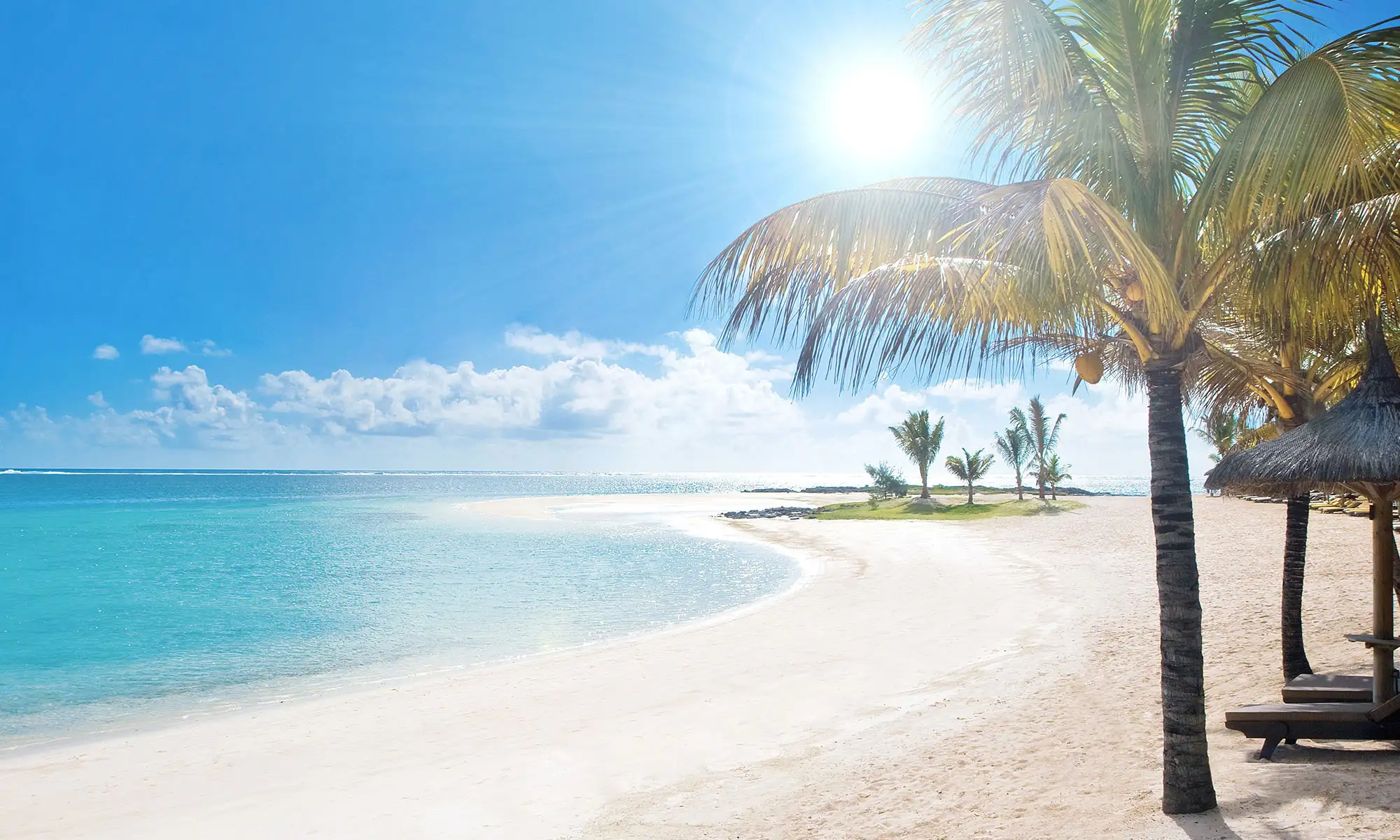 Strand mit Palmen auf Mauritius