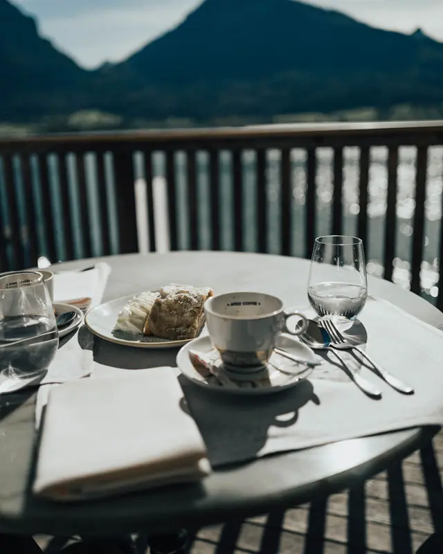 Landhaus zu Appesbach St. Wolfgang Terrasse Kaffee